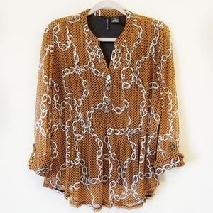 ND- New Directions Mustard top with Chain print.